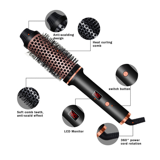 Electric Ionic Ceramic Rolling Round Hair Curler Brush Heated Thermal Brush